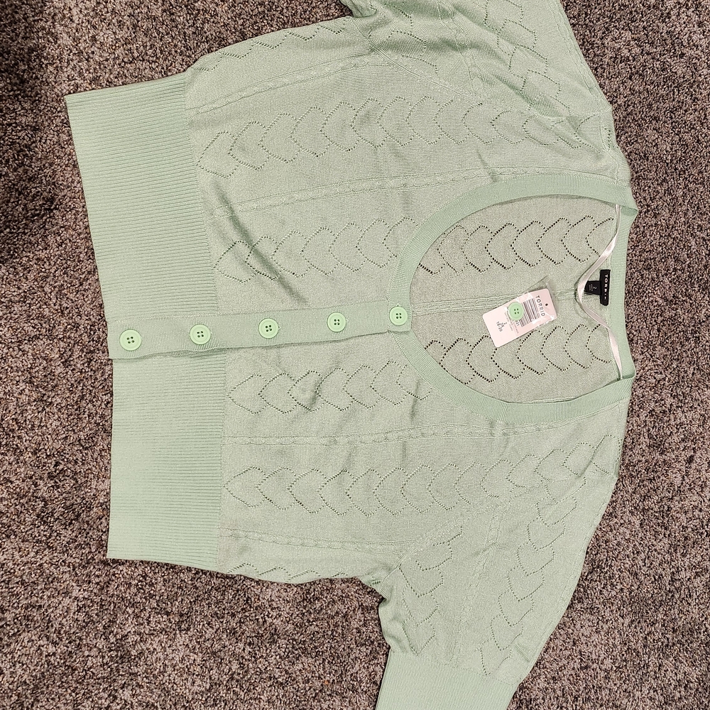 Torrid pointelle cardigan short sleeve cropped sweater in hemlock
